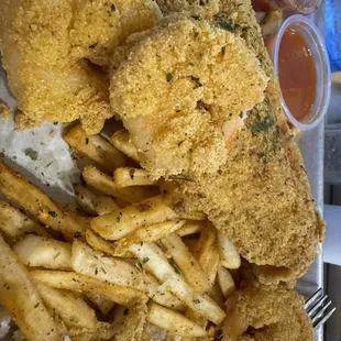 Fish and shrimp basket.
