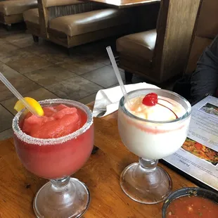 Raspberry margarita and virgin pina colada
