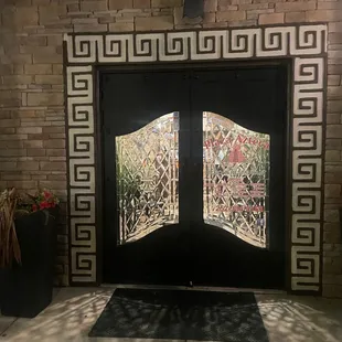 the entrance to a building