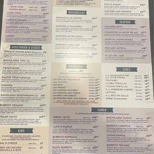 Menus as of 2/24/23