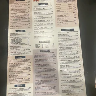 menu