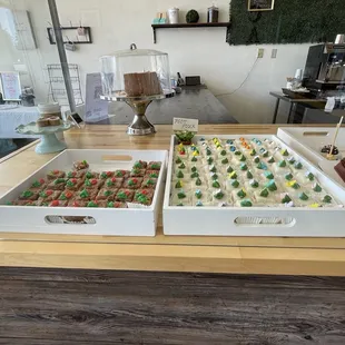 Petit Fours. Carrot cake on the left and almond flavor on the right