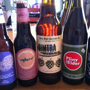 a variety of beer bottles