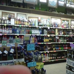 a shot of the vast selection of liquor available at Plaza Bottle Shop
