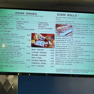 Asian dishes and sushi