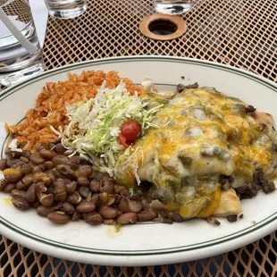 Stuffed Sopapilla with beef and green sauce. So good!