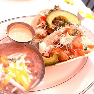 Fish tacos and beans
