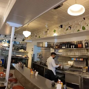 a man working at the counter