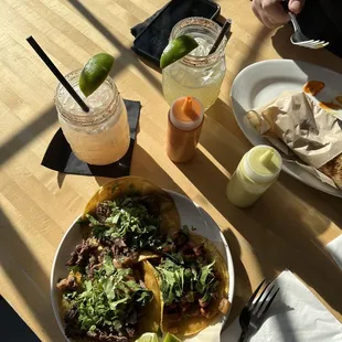 Pastor tacos, carne asada tacos, &amp; margaritas