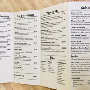 Latest Menu and prices
