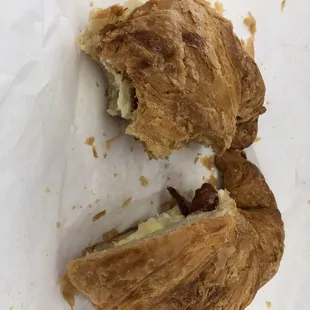 Bacon egg and cheese on croissant