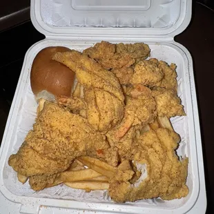 Red snapper and medium shrimp lunch! Yummy!