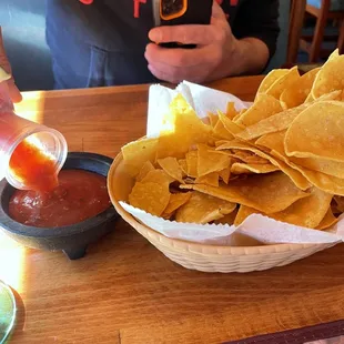 Fresh crispy chips and homemade salsa