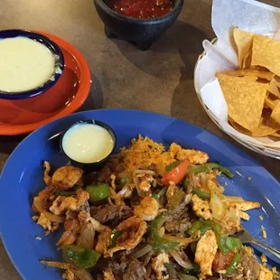 a plate of food and a bowl of chips