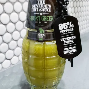 Grenade shaped hot sauce