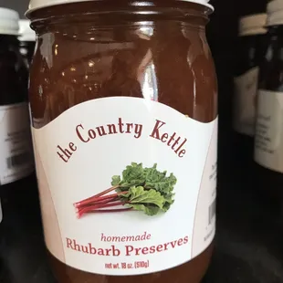 a jar of rhubarb preserves
