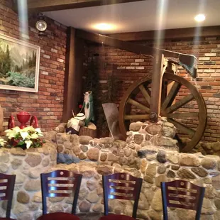 Water wheel display in the entrance....very inviting