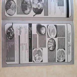 Menu, Page 6: Mexican Favorites, Huevos (Egg dishes), &amp; Fajitas