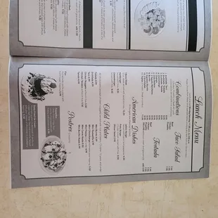 Menu, Page 10: Lunch Menu, American Dishes, Child Plates,  &amp; Postres (Desserts)