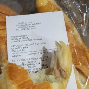 a sandwich with a note in it