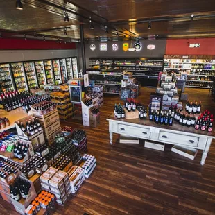 the inside of a liquor store