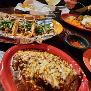 El pastor tacos with cilantro and onions and one chili rellenos... Any choice of the menu,  you can't go wrong