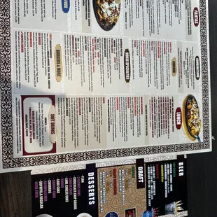 the menu of the restaurant