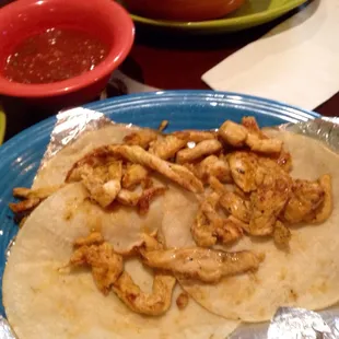 Pollo asado tacos and good homemade salsa