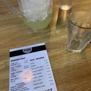 a drink and a menu