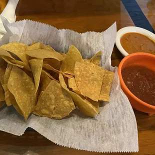 Chips &amp; salsa (mild &amp; fiery) were fresh and great