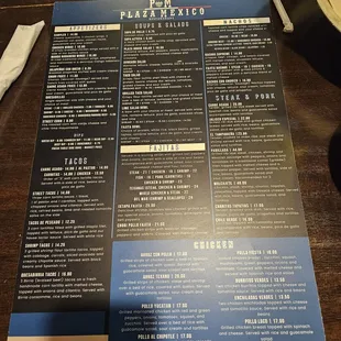 menu