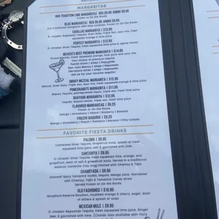 Drink menu