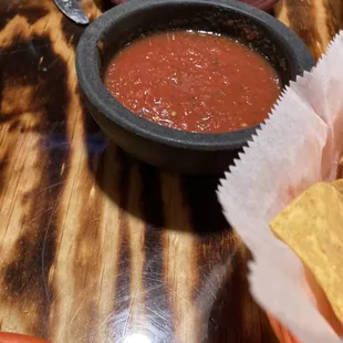 Solid salsa, did not ask, would have liked a little hotter