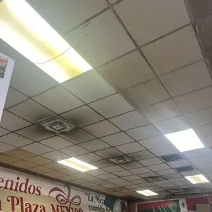 This could be falling into your food while eating here, disappointed. Do better plaza Mexico.
