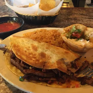 Wednesday night special.  Fajita steak quesadilla. Added chorizo as it was offered extra