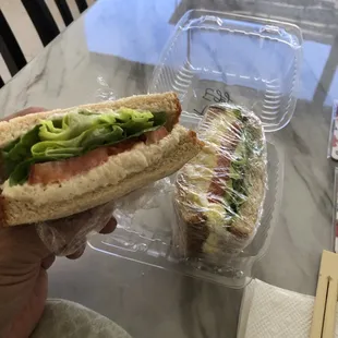 Tuna and egg salad sandwhiches