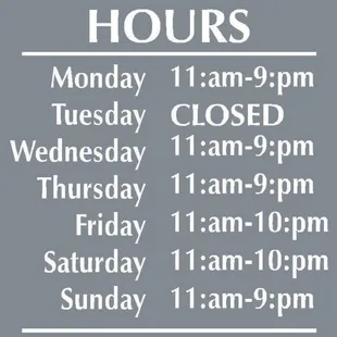 Our hours