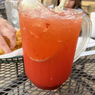 Strawberry margarita on the rocks pitcher