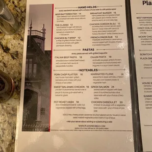 menu