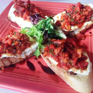 Our popular and tasty double tomato bruchetta