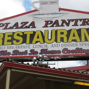 the sign for the restaurant