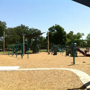 Large open format playground with modern equipment. Kids 2-13 will find something to enjoy.