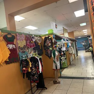 clothes on display in a store