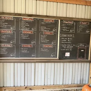 a menu on a blackboard