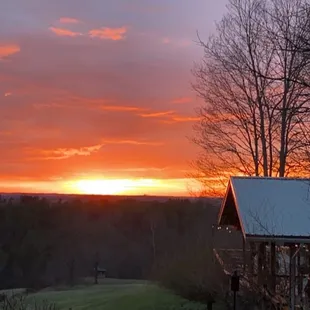 the setting of a beautiful sunset