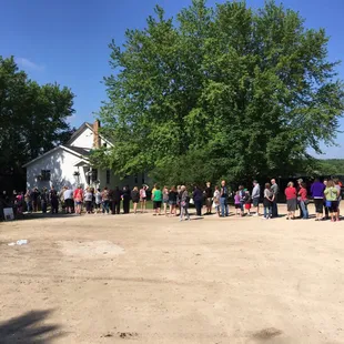 This was the line at 9:30am, wrapped around the house and down to the left. It was at least an hour wait-but worth it!