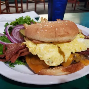 Breakfast burger w/ fries