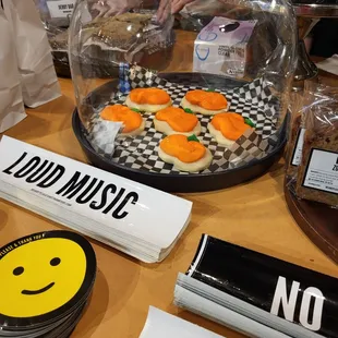 a display of food items