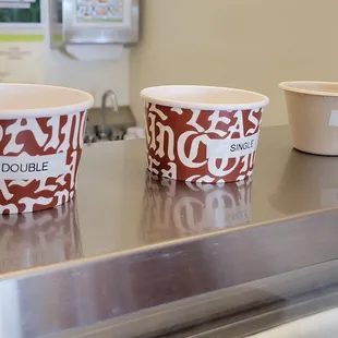 Sizing on ice cream scoops