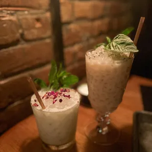 two drinks on a table